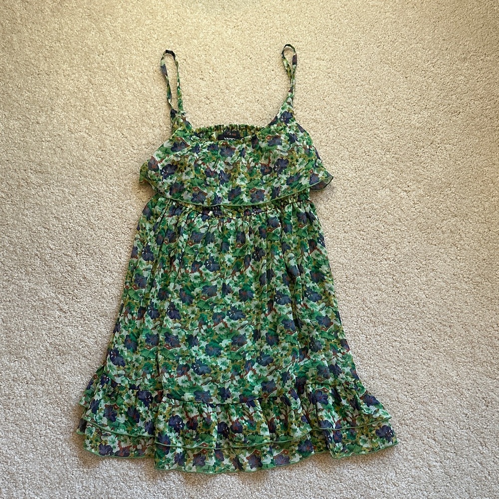 Vancl Green Floral Kids Dress